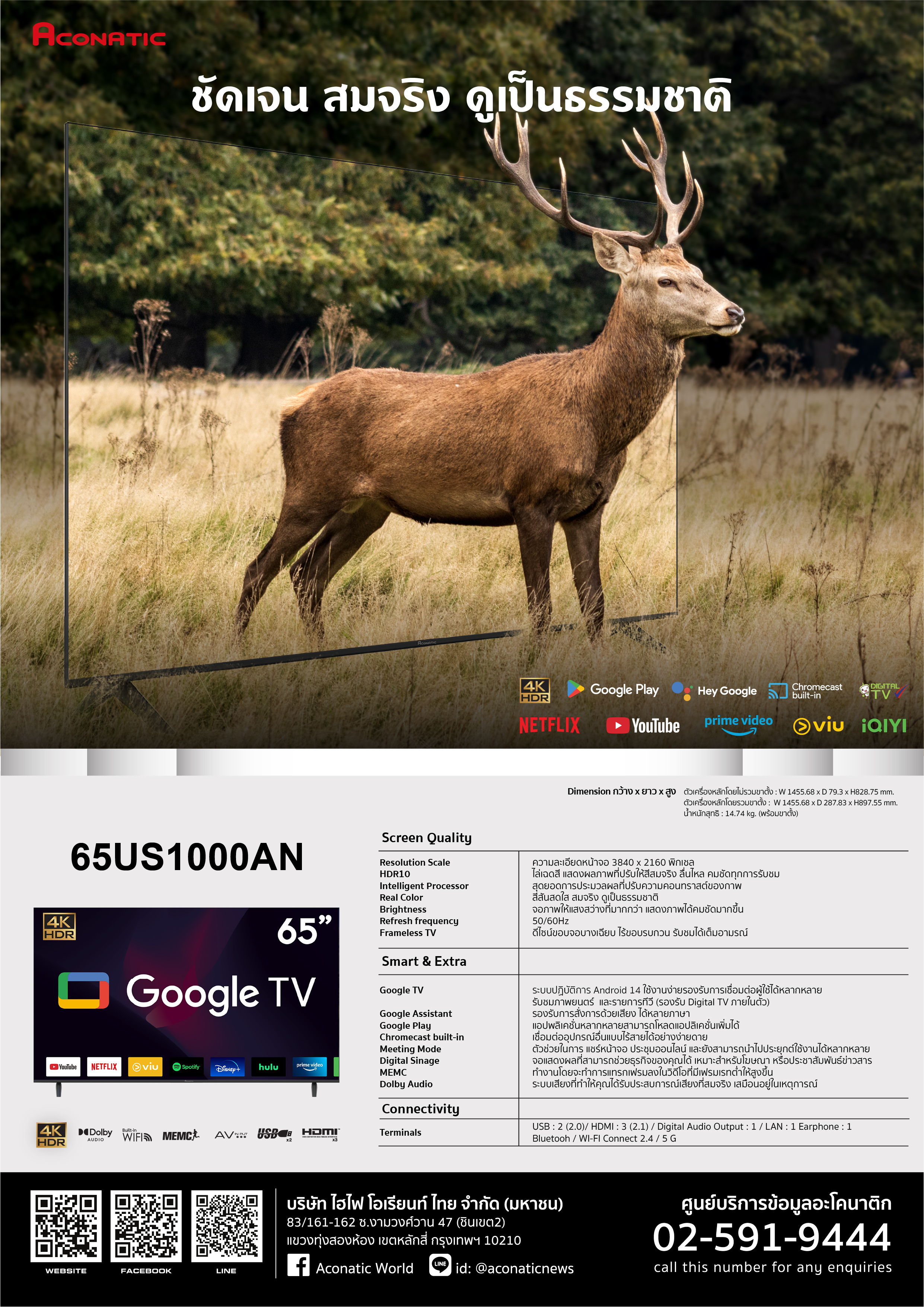 Google TV 65" model 65US1000AN